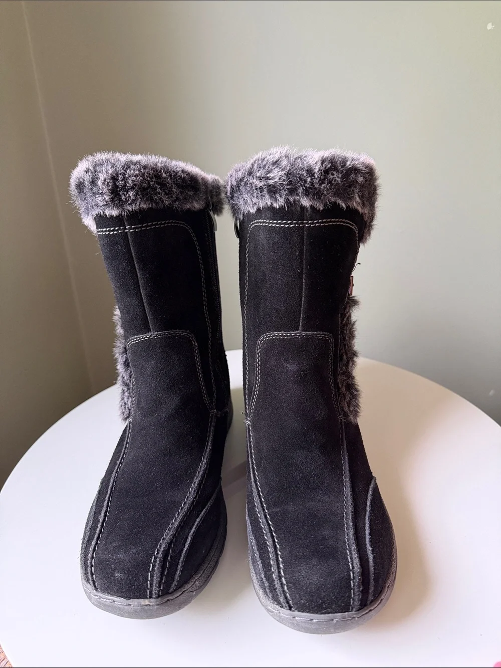 Spring Step Achieve Suede Faux Fur Mid-Calf Boots Water Resistant EU 38 US 7.5-8